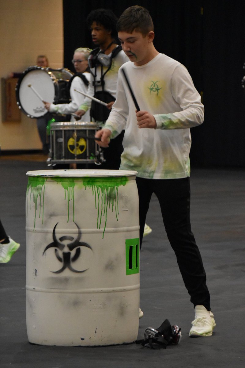 ohiocircuit's tweet photo. Red Devil Indoor Drumline has us green with Toxic City. #OIPA2023 https://t.co/0LM4rWdU3W