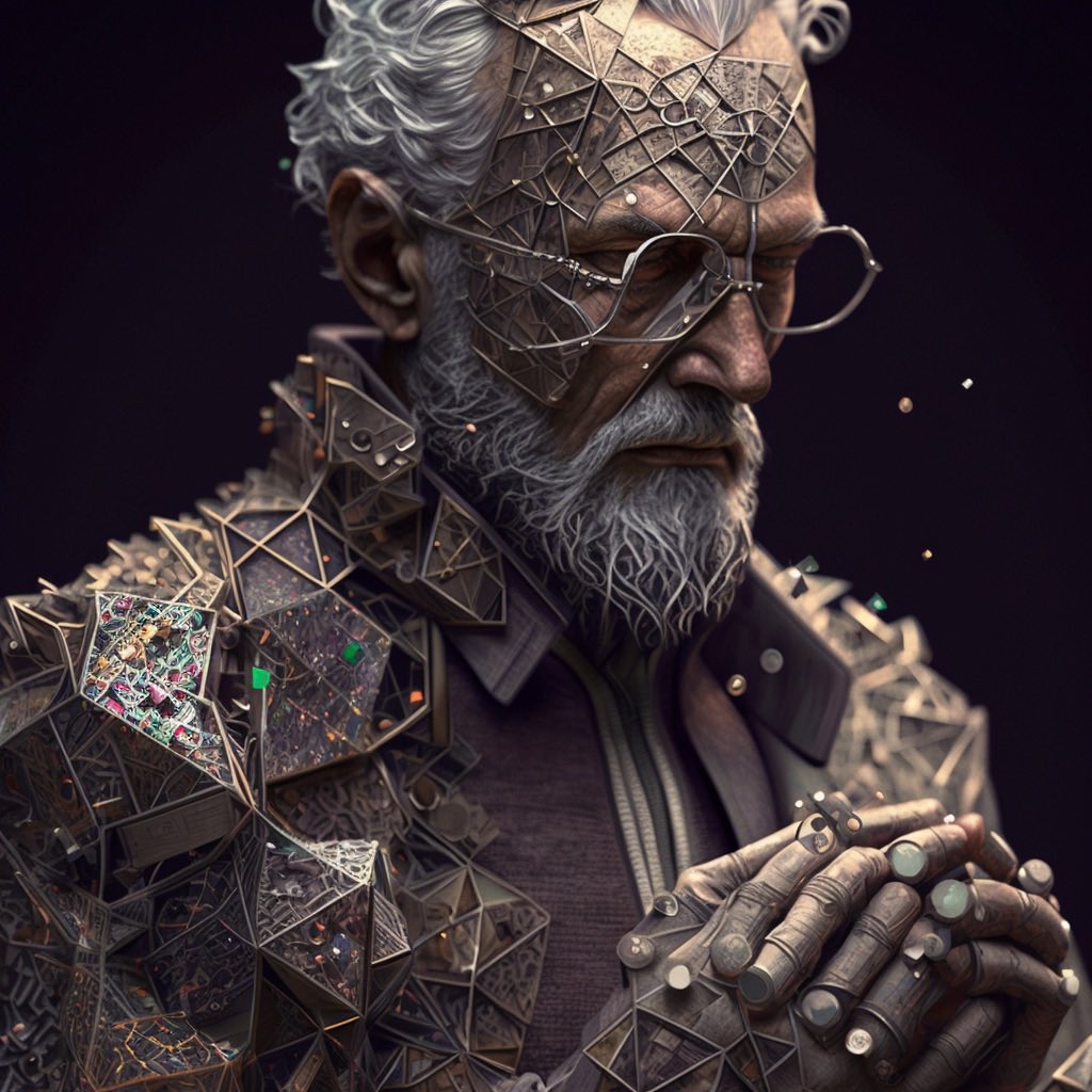 Mathematician made of metal, graph theory always brings you suprises. #midjourney