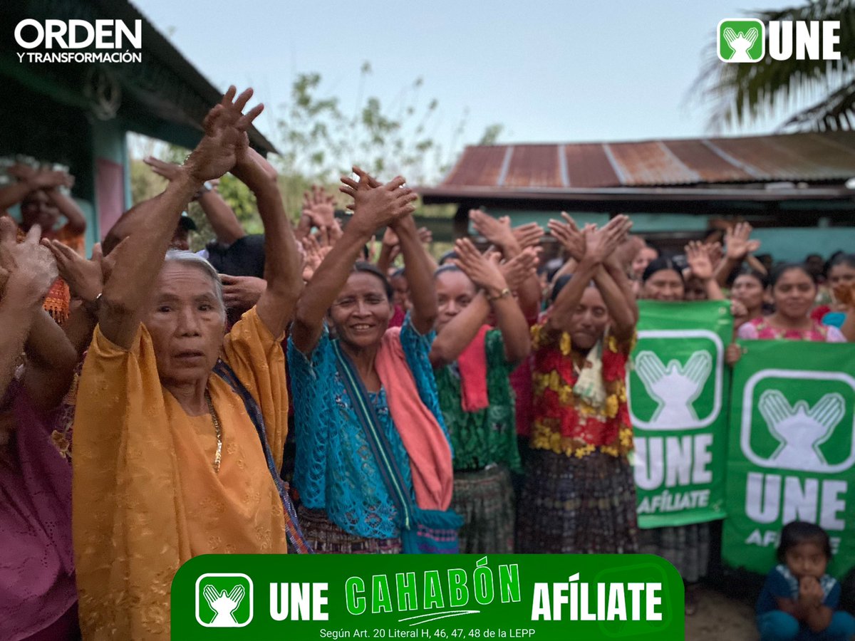 UNECahabon's tweet photo. Cada dia se confirma que la UNE es el partido mas grande de CAHABÓN 💚👐🏻
UNE el partido de la Gente!!! 🟢

ÚNETE a la Gran Familia UNE 💚👐🏻

Artículo 20 Literal h) Ley Electoral y de Partidos Políticos https://t.co/86dSIz7eWH