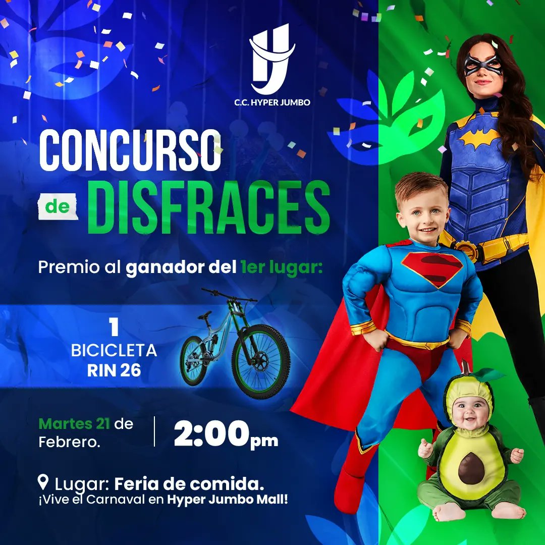 hyperjumbomalI's tweet photo. Te esperamos en tu centro de compras y entretenimiento, ubicado en el ❤️ de Maracay.
Vive el Carnaval en el Hyper Jumbo Mall este martes 21 de febrero. 🥳
#maracay #hyperjumbo #merlina #disfraces #Pop #inflables https://t.co/9zcdubOUNI