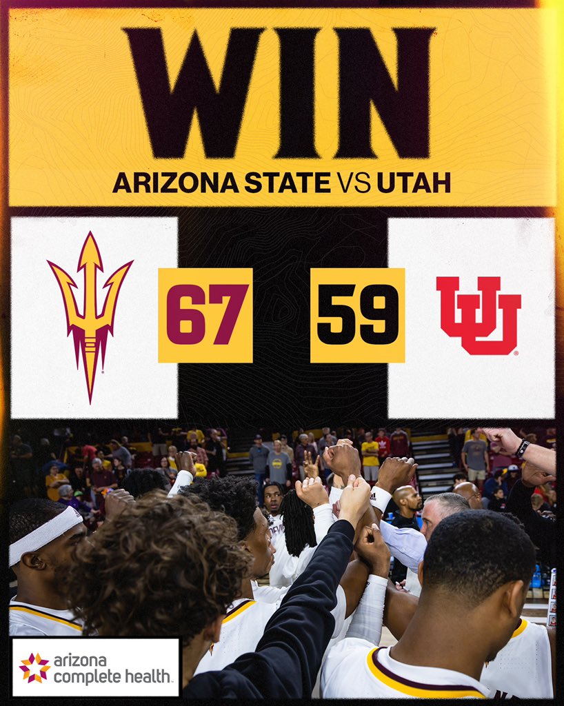 SunDevilHoops's tweet photo. SUN DEVILS WIN!!! 😈

Arizona State finishes the home season with a victory over Utah 🔱 https://t.co/aKNjSK3bGu