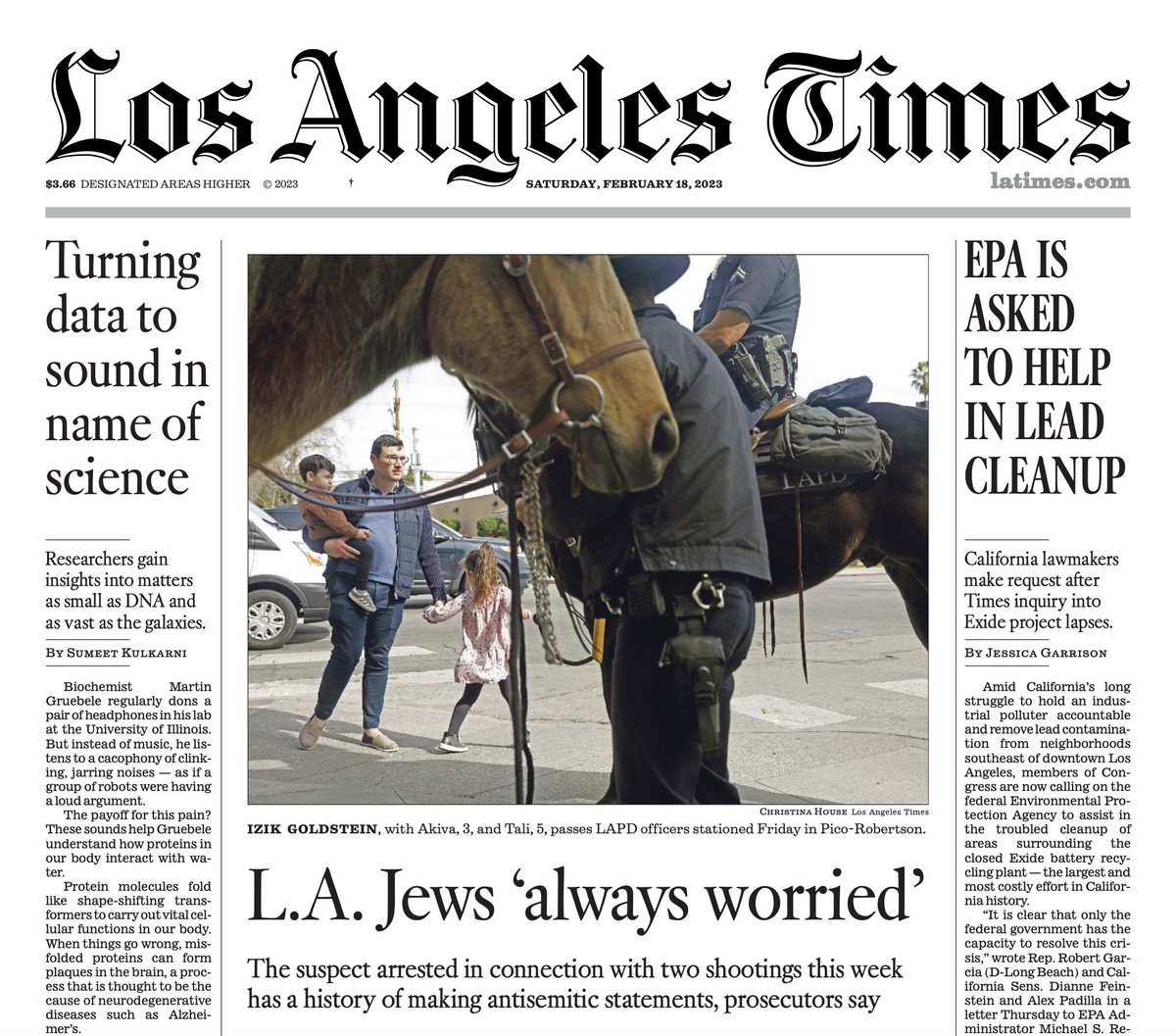 bradpomerance's tweet image. So here is the front page of today's @latimes.
L.A. #Jews "Always Worried"
Hmmm, how should we interpret such a headline?
Genetically? Culturally? Religiously? Situationally?
You really cannot ask for a deeper question about the #Jews that the depth of our worry, right?