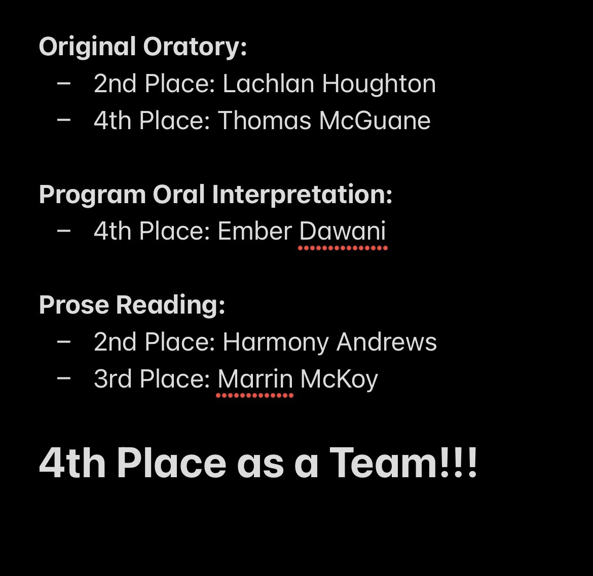The RSHS Speech Team had quite the showing today at New Covenant! Next up: MSHSAA Districts on March 3rd! #gowolves #onewiththepack
