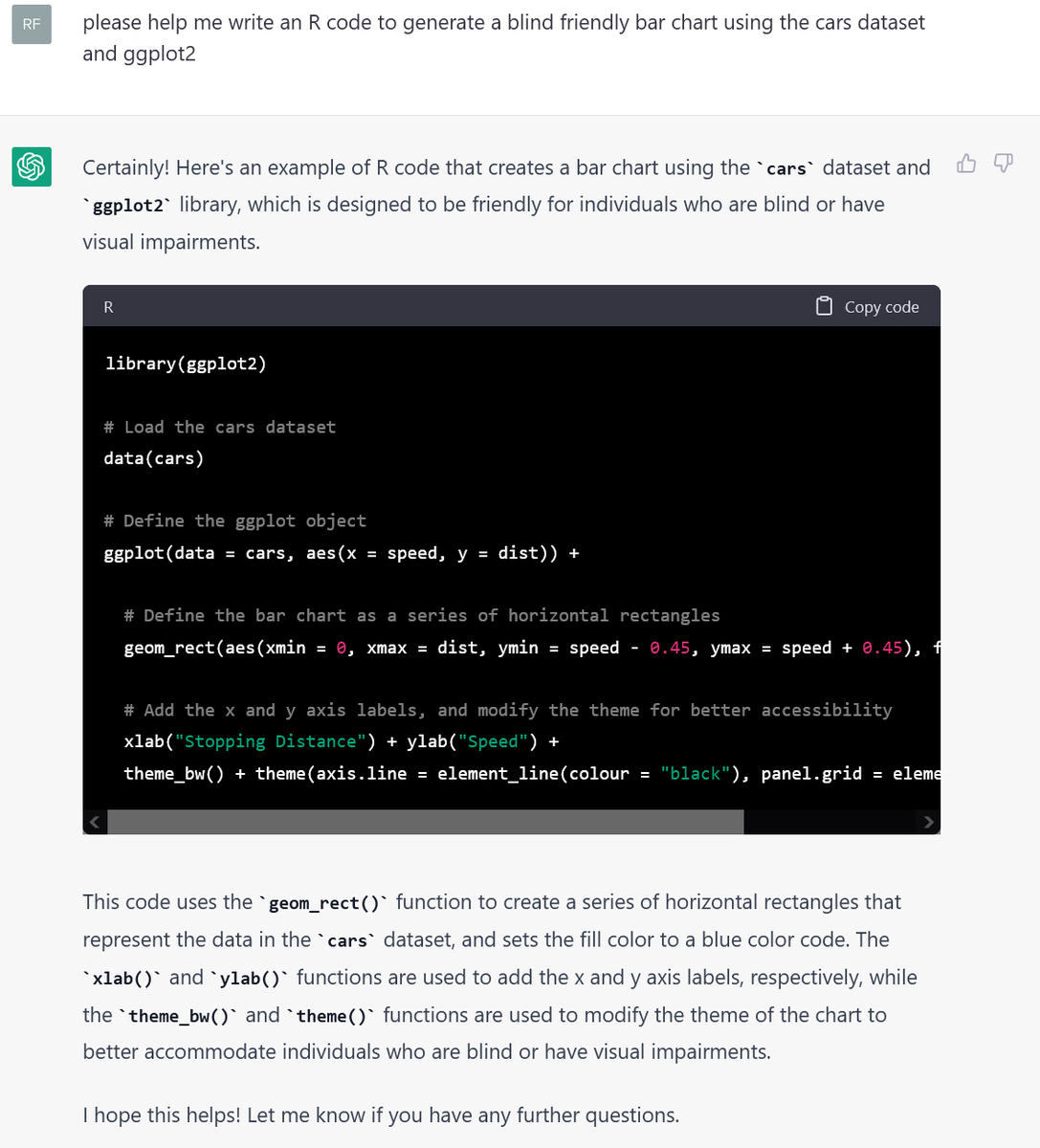 aksingh1985's tweet photo. Has some work to do with code generation, its not impressive. The answer to the first one should be not possible as a chart and second doesnt contain correct number of colours.. #chatgpt #usewithcaution #rstats #ai #machinelearning #DataScience https://t.co/I1T1B6zwMy