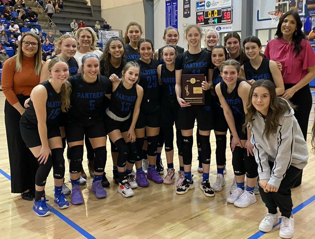 The Harrah Lady Panthers defeat Newcastle 58-49.  ✅ District Champs! #Fam1ly | #All1n | #MakeEmBelieve | #OKPreps