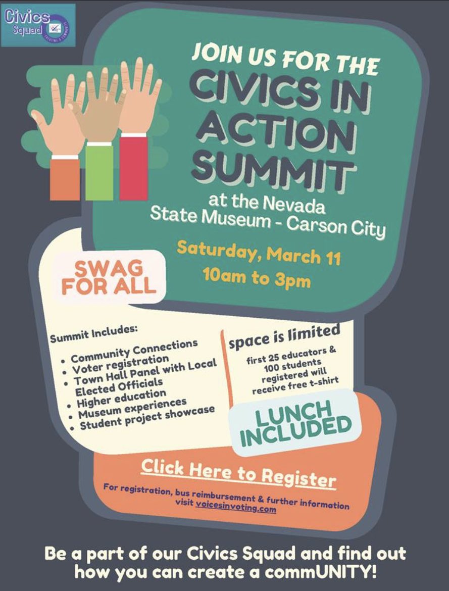 DigitalNevada's tweet image. 📣 Attention Northern NV Educators.

Space is limited. Register for a wonderful day of learning on Saturday, March 11. 

eventbrite.com/e/civic-action…  

 #weareWCSD #teachnvchat #nvdlc  @DCSDEPICLearn @carsonschools #lyoncsd #EngageChurchillCSD