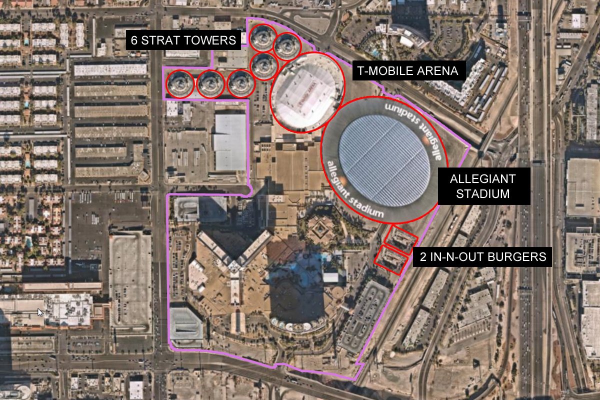 As discussions heat up about the possible move of the Oakland A's to Las Vegas, here's a look at Rio's 88 acres, as well as some items that could fit in the "excess land" for scale. Background: casino.org/vitalvegas/oak…