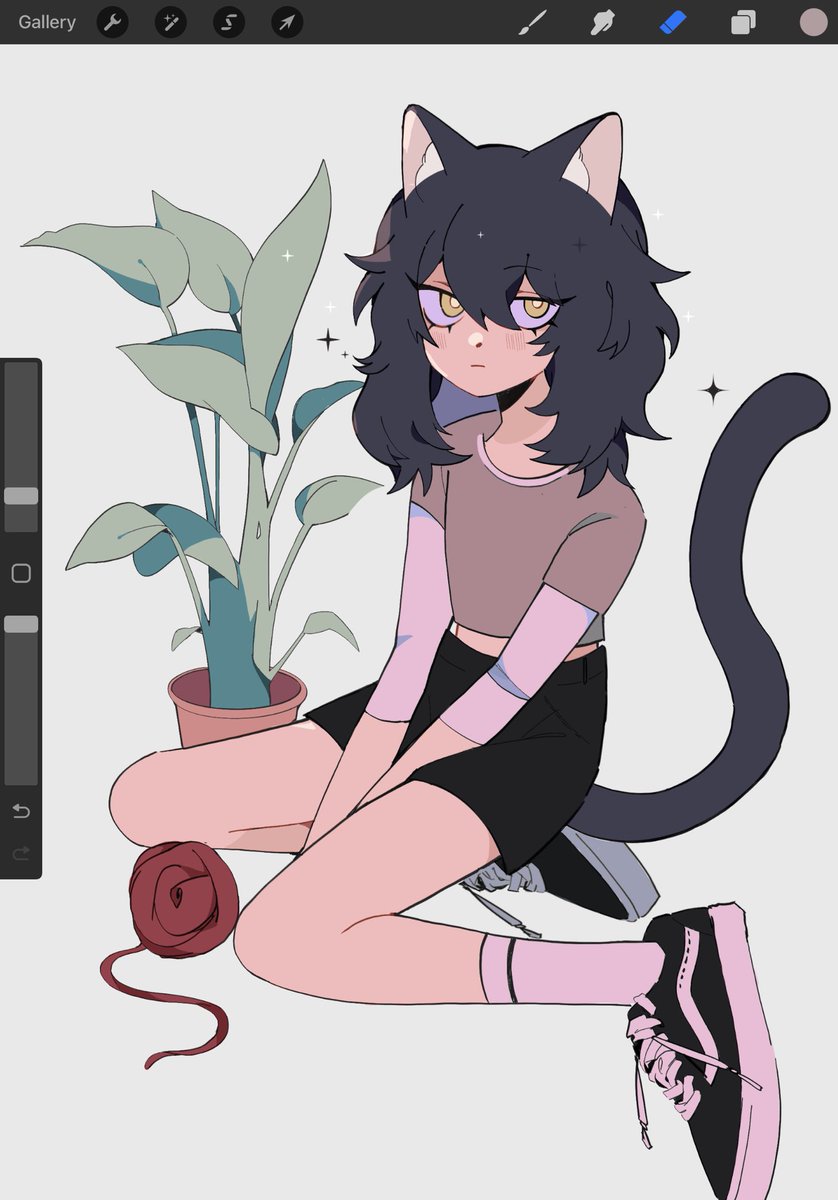 「drew a cat girl wearing vans idk 」|milkoe🌷のイラスト