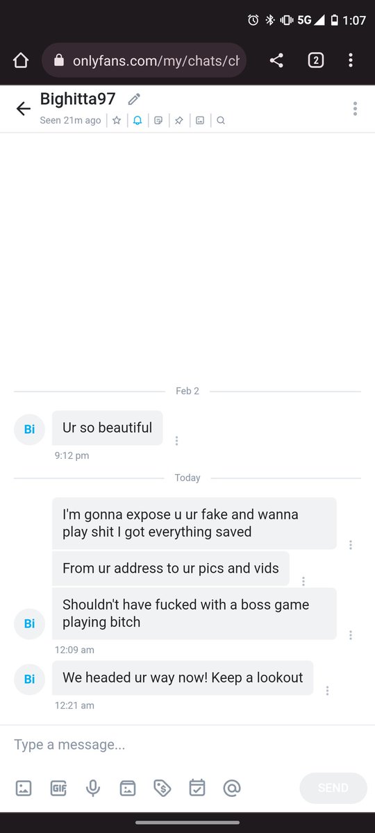 PinkieLee90's tweet photo. Be careful out there creators. This person added me on snap and got mad I wouldn't send vids for free. This was the result. Snap name is bucsnation42088, specvbooster88 for the record he doesn't have anything but some pics I sent for free.

#onlyfans #contentcreators #sexwork https://t.co/nWltVC52v0