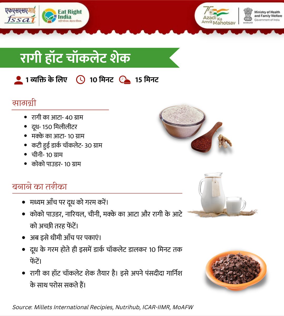 This ragi hot chocolate is yummilicious and comes with the goodness of millet.

#RecipeRavivaar
#IYM2023
#FingerMillet