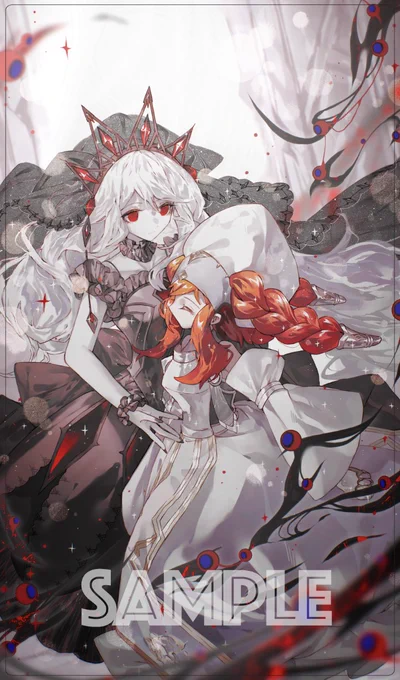 SC2023Spring/エアサンクリ 新作発表⑮聖女&白聖骸 の スリーブ や プレイマット になります!イラストレーターは 鵺() 様です。※プレイマットはフルアート版と横版の2種類があります。 