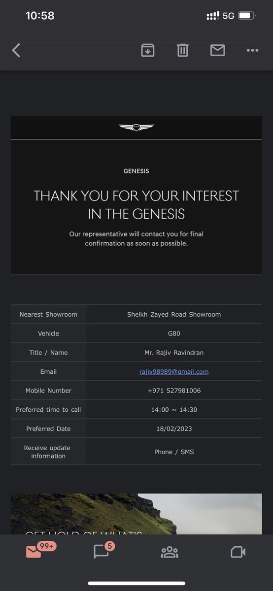 RajivRnb's tweet photo. @Genesis_MEA @GenesisInUAE  @GenesisUSA none of your sales representatives even bothered to call me for a test drive of the G80 yesterday , it’s disappointing how a premium brand like genesis are not spontaneous with their customer service. https://t.co/wWdPhHw0eW