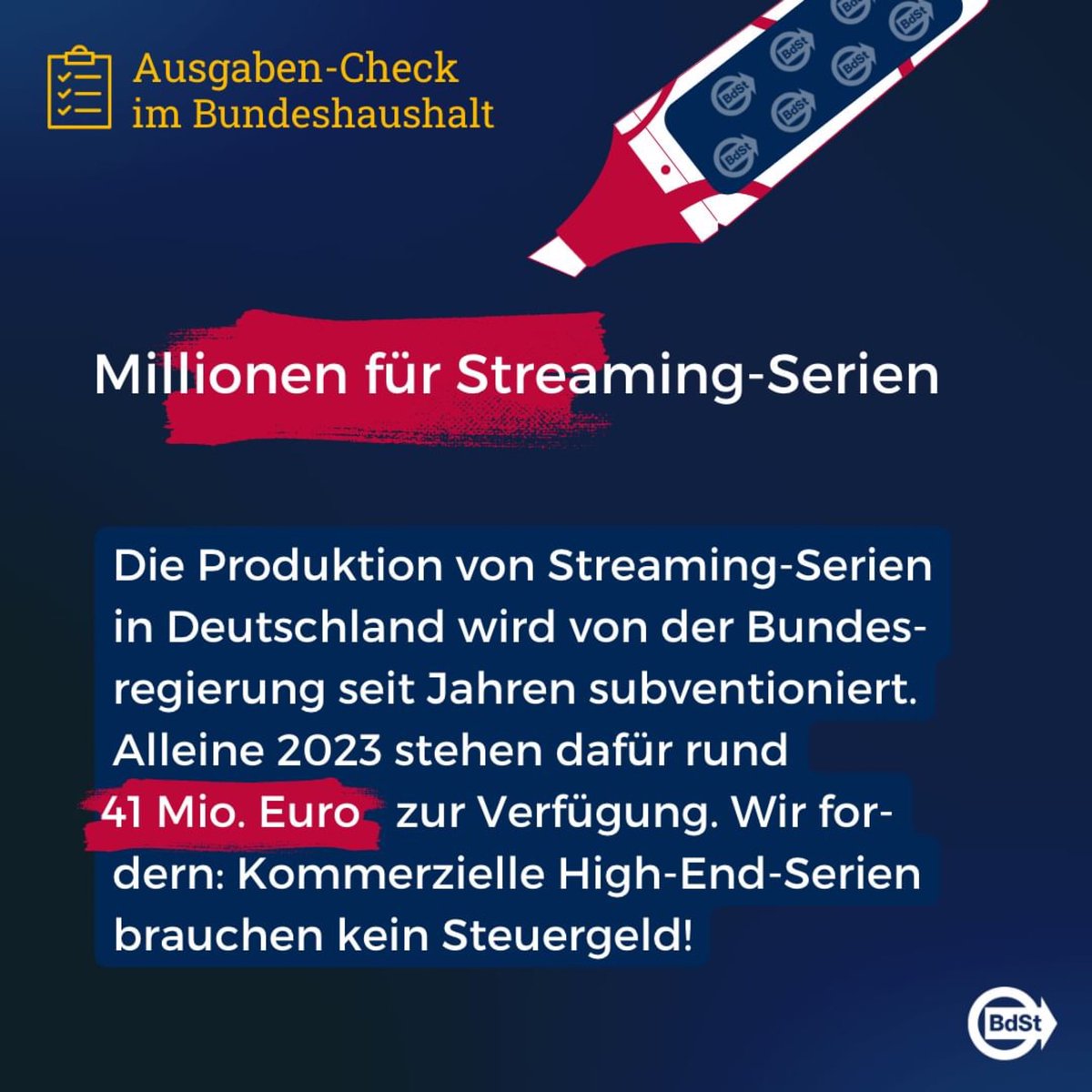 Ausführliche Infos gibt es hier:

steuerzahler.de/service/publik… #ausgabencheck #bundeshaushalt #subventionen #filmfoerderung #germanmotionpicturefund #staatshaushalt #staatsfinanzen #sparen #sparmöglichkeiten #sparpotential #steuergeld #steuergelder #bunddersteuerzahler #steuerzahlerhh