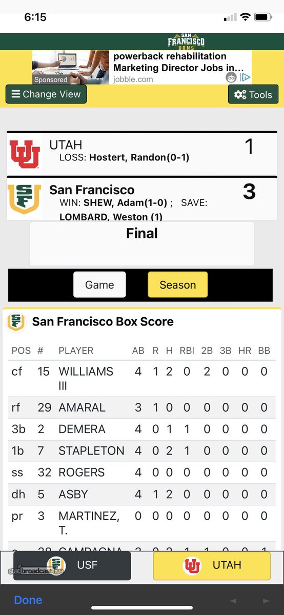 PatOlsonUSFDons's tweet photo. Congrats to head coach @RDiToma19 who picked up his first career @SFDonsBaseball win today. @hbw3sports with 2 2B’s and 1 run, Christian Stapleton, @MarioDeMera1 and @mike_campi all with RBIs. Adam Shew earns the W.
#DiamondDons https://t.co/F9aoLU5CxF