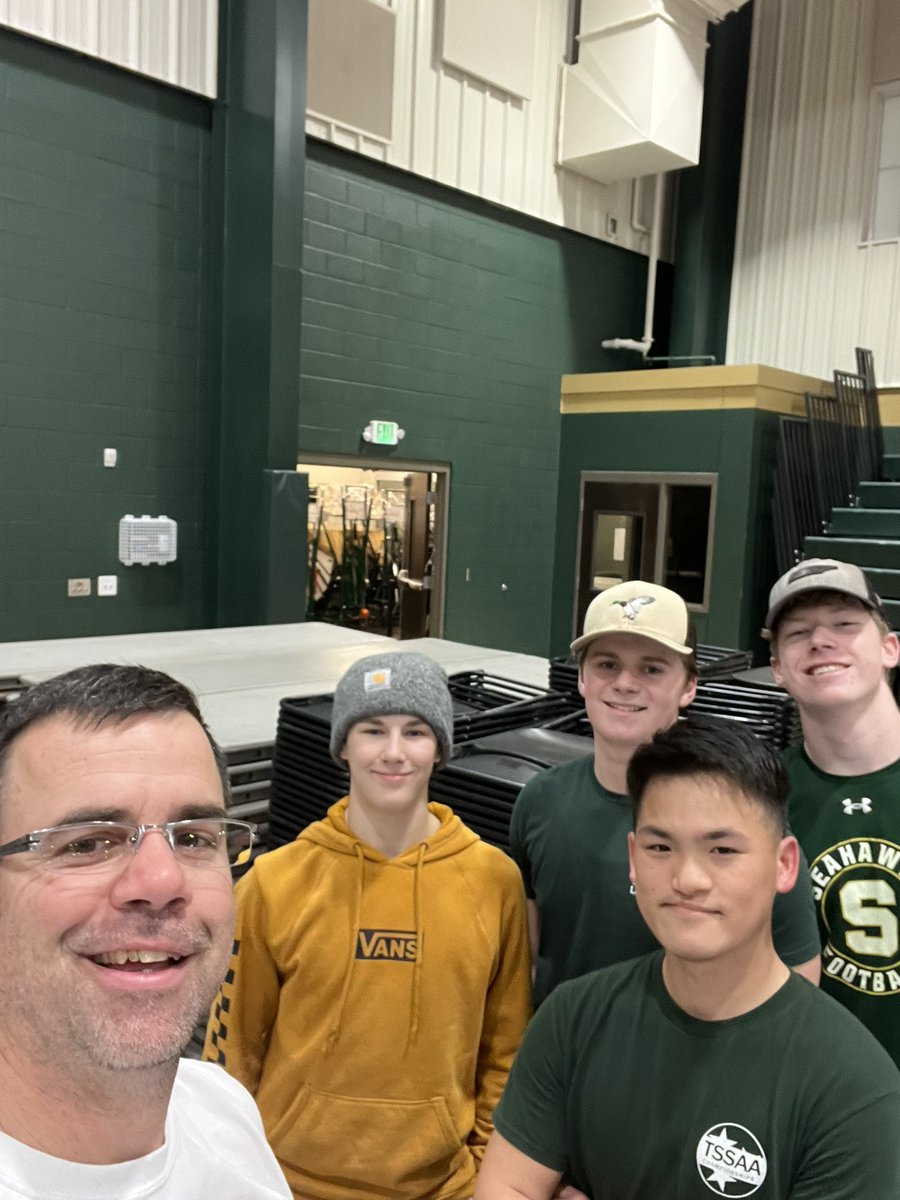 FootballSba's tweet photo. They set up & took down 3 gyms full of tables and chairs for the SBC Wild Game Event tonight! Praying God used this event to draw men 2 himself! Being about Kingdom work is setting up & taking down tables & chairs!! Grateful for the opportunity!! Matthew 9:36-38 #WeGet2 #WeWant2 https://t.co/FEy0lZd6HX