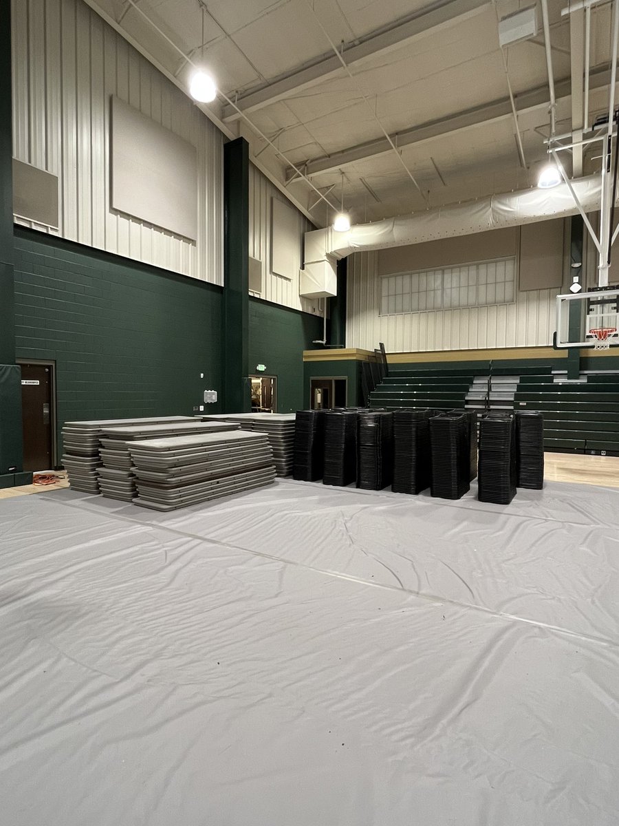 FootballSba's tweet photo. They set up & took down 3 gyms full of tables and chairs for the SBC Wild Game Event tonight! Praying God used this event to draw men 2 himself! Being about Kingdom work is setting up & taking down tables & chairs!! Grateful for the opportunity!! Matthew 9:36-38 #WeGet2 #WeWant2 https://t.co/FEy0lZd6HX