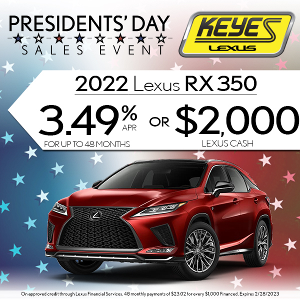 keyeslexus's tweet image. Our President's Day sale is here! Take advantage of our special APR financing options on select models from the RX 350 to the IS 300! You don't want to miss this!
🎉KeyesLexus.com🎉
#presidentsdaysale #lexussale #lowapr #carsale