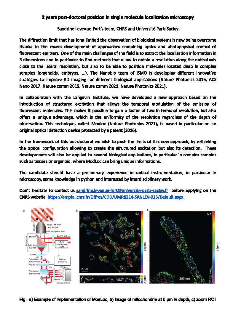 Sandrine LévêqueFort (@s_levequefort) on Twitter photo We are hiring ! 2 years post-doc position on single molecule localization microscopy. if you are interested and at #BPS2023 don't hesitate to come and discuss with us. <a href="/ISMOlab_Orsay/">@ismolab.bsky.social</a> <a href="/CNRS/">CNRS 🌍</a> <a href="/UnivParisSaclay/">Université Paris-Saclay</a> #SMLM #Microscopy We are hiring ! 2 years post-doc position on single molecule localization microscopy. if you are interested and at #BPS2023 don't hesitate to come and discuss with us. <a href="/ISMOlab_Orsay/">@ismolab.bsky.social</a> <a href="/CNRS/">CNRS 🌍</a> <a href="/UnivParisSaclay/">Université Paris-Saclay</a> #SMLM #Microscopy