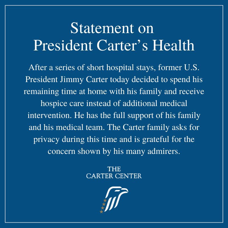 I am incredibly saddened by this.  This country didn’t deserve President Jimmy Carter so he worked post-presidency to make America better.  There’s no better example of walking the ethos of Jesus’s message including building houses for Habitat for Humanity to just give back.