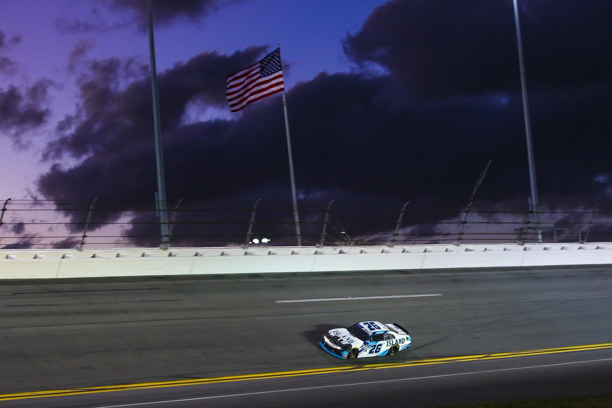 SamHuntRacing's tweet photo. The Sky feat. @daytona 🌅

Race 1 of 33 complete to kick off the 2023 season! 

P16 - @parkerchase
P32 - @kazgrala (out- mechanical)

#TeamToyota | #Beef300 | #FindYourIsland | #Ontivity https://t.co/Z4Uyb8TG24