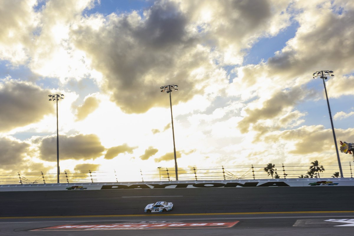 SamHuntRacing's tweet photo. The Sky feat. @daytona 🌅

Race 1 of 33 complete to kick off the 2023 season! 

P16 - @parkerchase
P32 - @kazgrala (out- mechanical)

#TeamToyota | #Beef300 | #FindYourIsland | #Ontivity https://t.co/Z4Uyb8TG24