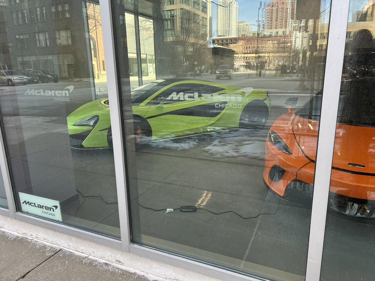 spotmyride's tweet photo. Window shopping at McLaren Chicago https://t.co/p6h07HrvJR