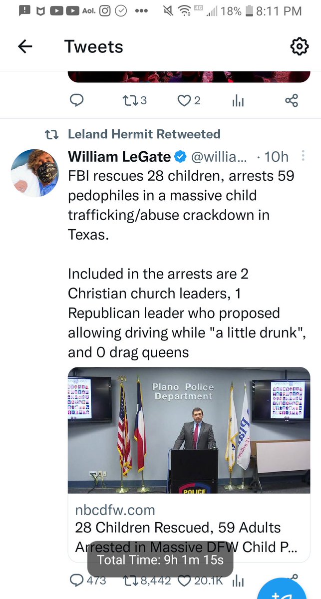 <a href="/KristinMink_/">Kristin Mink (Moving to 🦋Blsky)</a> <a href="/joncoopertweets/">Jon Cooper 🇺🇸</a> After responding to your tweet about these creeps, the next tweet on my timeline is this. Three cheers <a href="/fbi_texas/">FBI TEXAS</a>