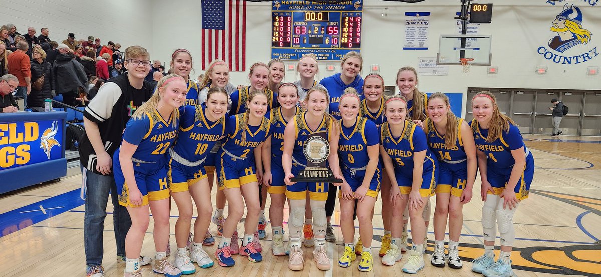 Gopher Conference Champions!!

Hayfield 63 NRHEG 55

The atmosphere was amazing and our girls pulled out a tough victory!

Now 24-3. Playoffs start Thursday!!

#LadyVikes