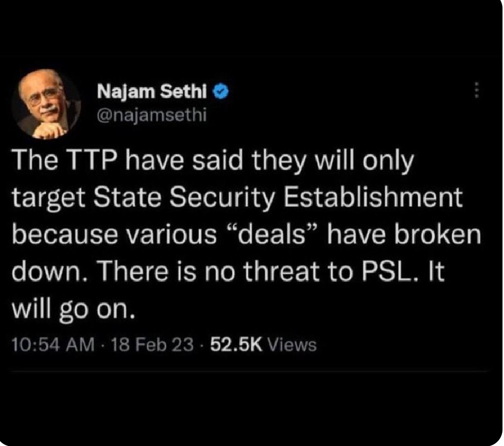 GabbbarSingh's tweet photo. PCB chairman assures that the Terrorists have assured him. https://t.co/MDdMXWAuEv