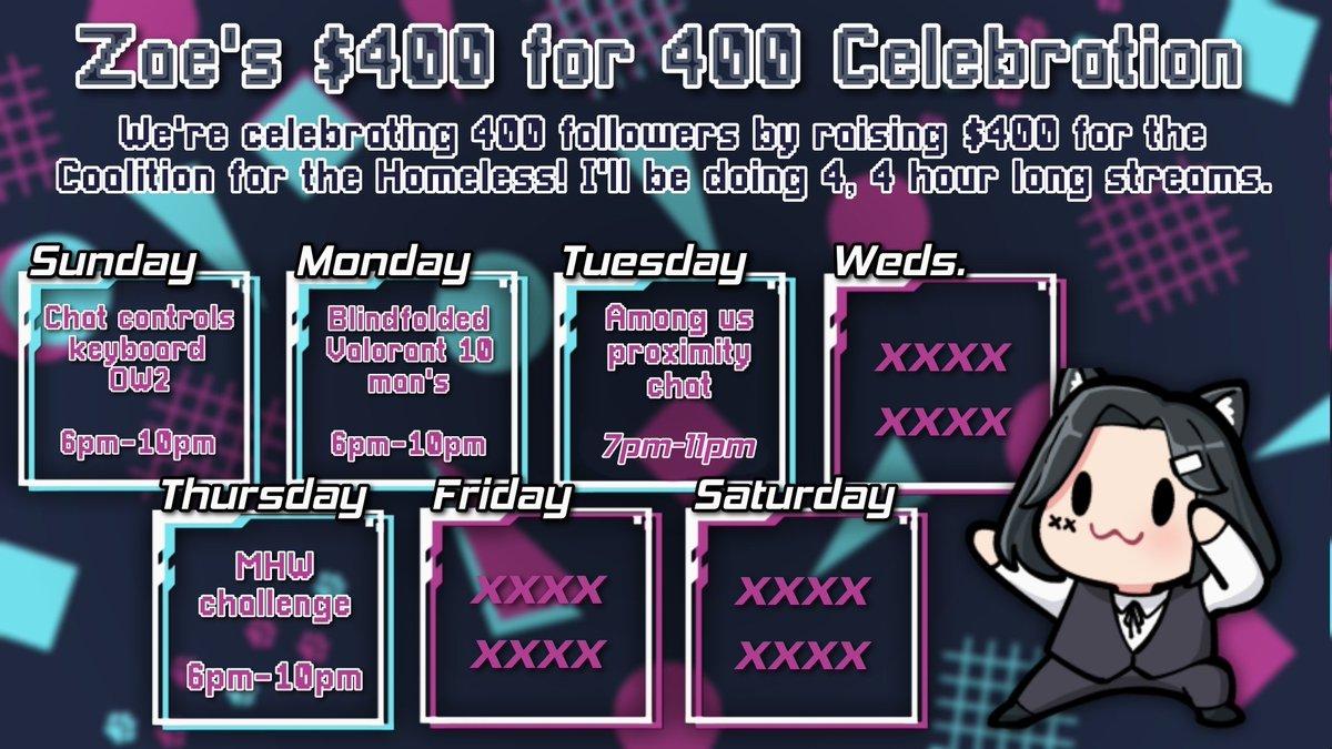zaekodo's tweet photo. ⚠️ EVENT STARTS THIS WEEK!! ⚠️
Prepare yourselves for chaos on almost every stream!! We have slots full for every event! A few changes to the schedule for tomorrow's stream, but I hope to see you all there!

Tiltify has all the updated stuff:
https://t.co/XV0LCX0mTr https://t.co/MlapBgF9QS