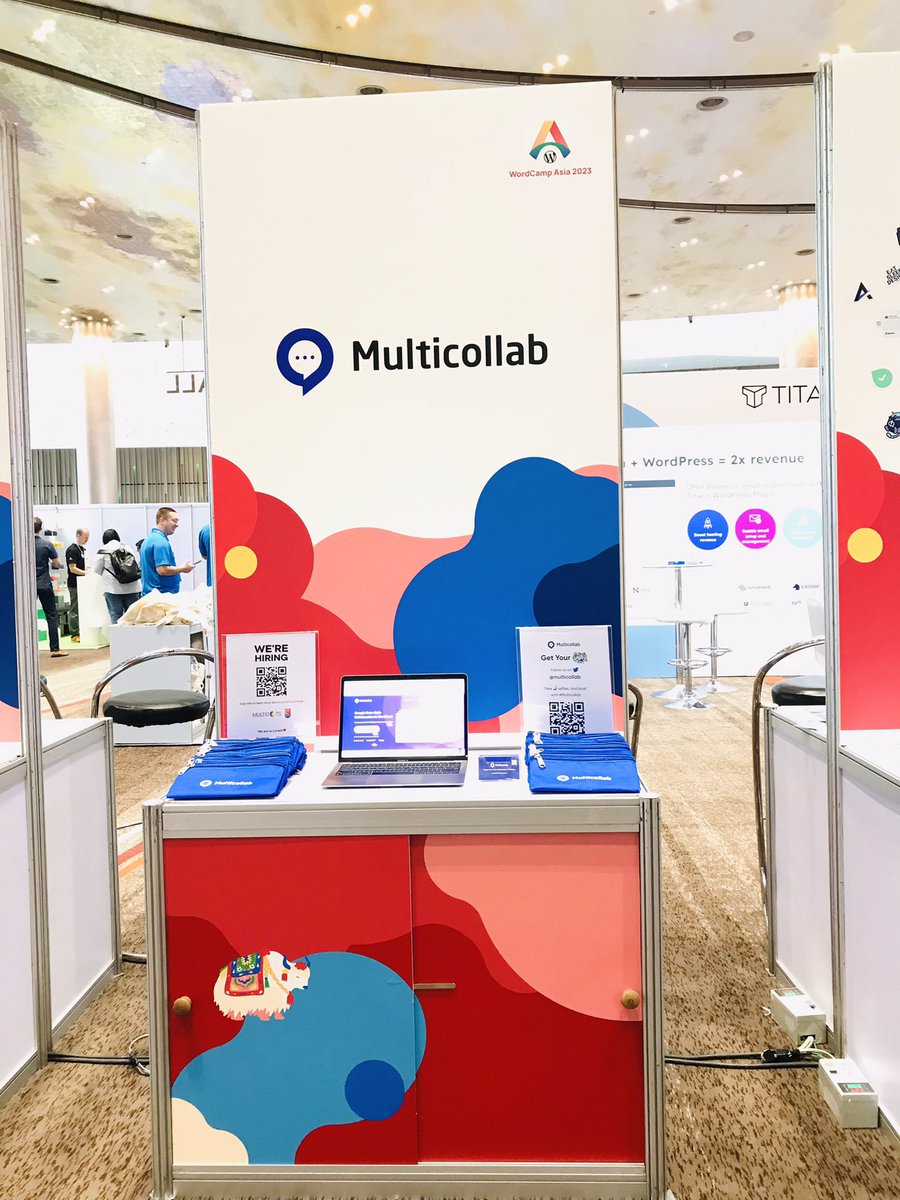 multicollab's tweet photo. Howdy everyone @WordCampAsia! 👋

If you missed to visit our booth yesterday, don’t worry we’re still on and available to talk with you on collaboration in WordPress. Visit our booth today, see you soon. 🤝 😊

#WCAsia #WordCampAsia #Multicollab #WordPress https://t.co/CVMqN9T2WM
