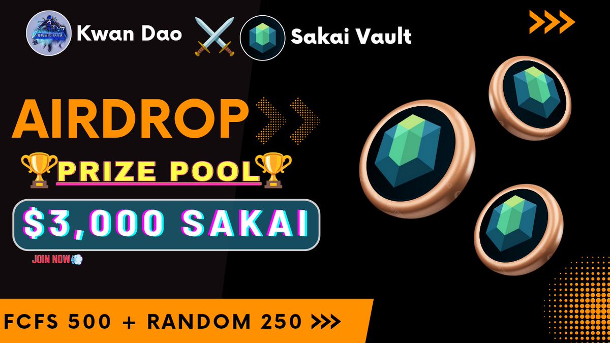 Kwan_DAO0's tweet photo. 😍😍 @SakaiVault x Kwan Dao Collaboration #Giveaway

🏆Total Prize Pool ---- $3,000 SAKAI TOKEN 🎉

To Enter👇
✅Follow @Kwan_DAO0 &amp; @SakaiVault
✅❤️,RT &amp; Tag 3 Friend
✅FINISH Gleam : https://t.co/3i1EZusdoK

⏰25th Feb.
#Airdrop #FCFS #ReferAndEarn #Token https://t.co/Ja1Dhfcrka