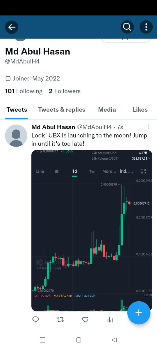 MdAbulH4's tweet photo. Look #UBX is launching to the moon! Hurry up to join in! 
https://t.co/Lx3RgrUkEM https://t.co/pEELiP7aBr