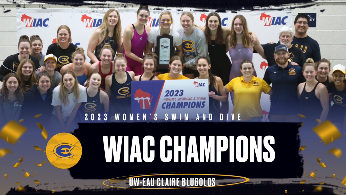 CONFERENCE CHAMPS! The <a href="/UWECSwimDive/">Blugold Swim & Dive</a> women clinch the WIAC title for the first time since 1999 after an outstanding showing across the four-day meet! #RollGolds