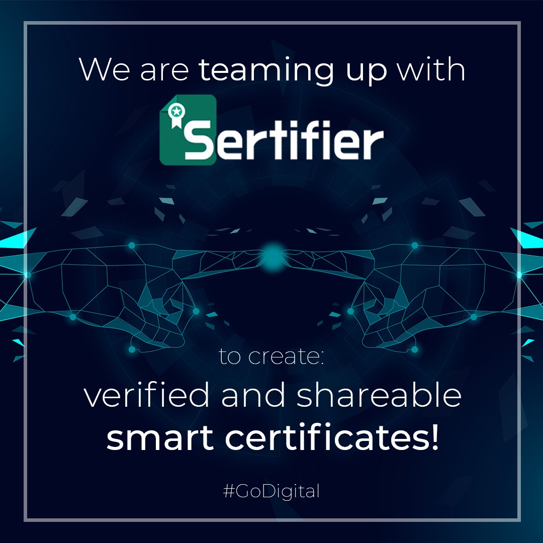 We are entering the “Smart Certification Age”! We invite you to join us and be part of the digital transformation: @ccnucleo   @CCATInc   @lastelecos  #GoDigital #FreeForStudents #FFS #Sertifier @sertifierco