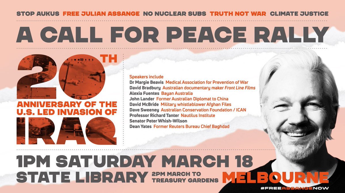 MAPW_Australia's tweet photo. Health professionals have an obligation to speak up + prevent the harms of war: #IraqWar triggered a civilian health + humanitarian crisis whose effects are felt today. Join us + friends 18/3 in Naarm to mark #Iraq20years + call for peace
#medtwitterau #healthcareau #oznurses https://t.co/vpYmei6Nmh
