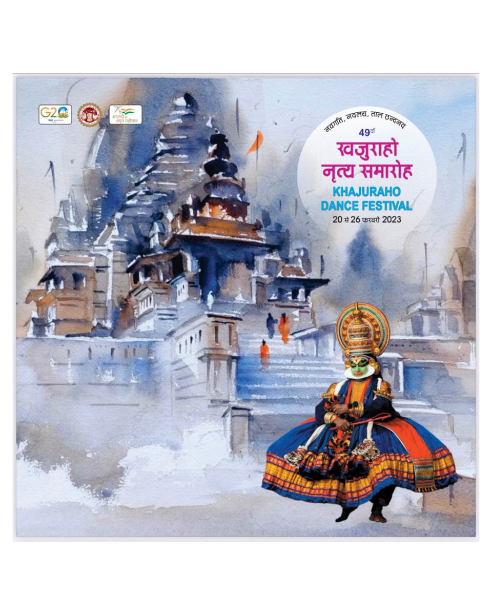 PracheePaandya's tweet photo. Blessed to be performing Kathak at the 
#KhajurahoDanceFestival on the opening day 20 th feb, with the Gods watching over me🙏
Waiting to be on stage tomorrow ! @MPTourism @mygovindia @MinOfCultureGoI #AzadiKaAmritMahotsav #pracheeshahpaandya #actor #kathakdancer https://t.co/zwsZsgPh7f