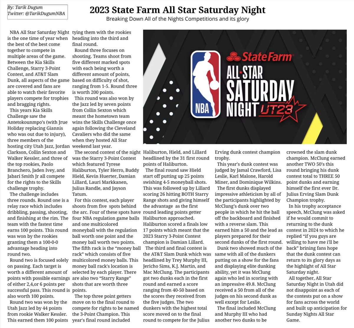 tarikdugumNBA's tweet photo. State Farm All Star Saturday Night was a can’t miss show! Read all about the Kia Skills Challenge, Starry 3-Point Contest, and AT&amp;T Slam Dunk below and be sure to share your thoughts!

#NBA #AllStar #Dame #TreyMurphy #MacMcclung #Utah #Jazz https://t.co/bwacmxvIGk