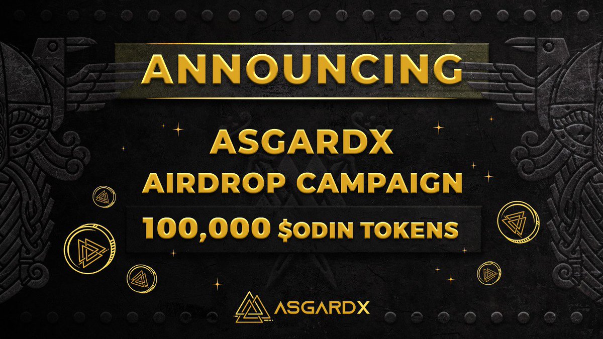 AsgardX #Airdrop Campaign

Hey Asgardians! We're thrilled to announce that we'll #giveaway a share of 1% of our total token supply, which amounts to an incredible 100,000 $ODIN tokens, to active and early users of our platform.

How to participate👇

🧵 1/5