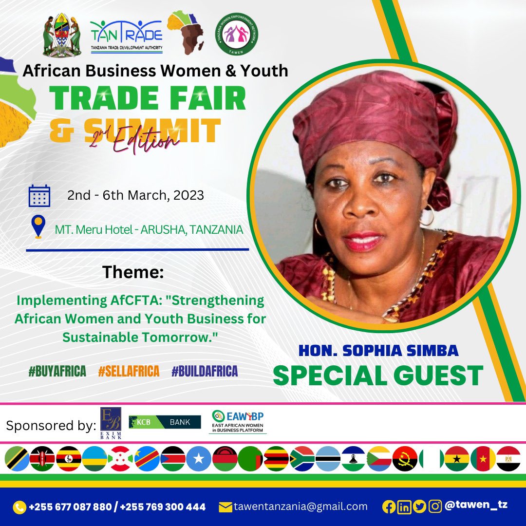 To women whose appearance represents Greatness and great Leadership skills, we are Humbled by the presence of mama And Hon.Sophia Simba to being our guest Speaker for the African Business Women and youth trade fair and summit 2023. We are very excited to Have you mama