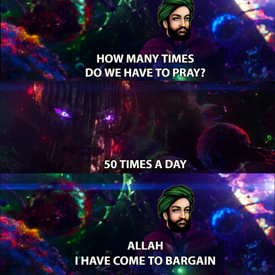 ExmuslimsOrg's tweet photo. According to Islam, on #Miraj Muhammad rode a flying steed to God and successfully reduced the number of required daily prayers from 50 to 5. 

Happy #SpacePegasusDay https://t.co/zvasU63x70
