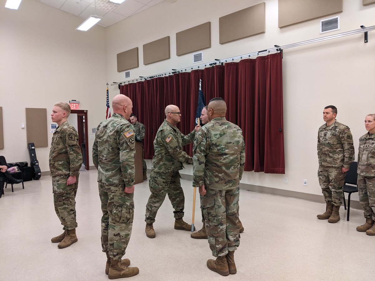 67thArmyBand's tweet photo. Last drill the 67th Army Band conducted the First Sergeant Change of Responsibility.  We thank you 1SG Olivas for all of your contributions.  We welcome 1SG Hap Fertig who tremendous amount of experience from a number of ARNG and Reserve bands! #arngband #wyoguard #wyomingsown https://t.co/BGxOiZdD8I