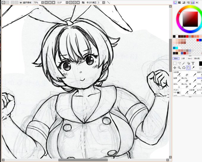 迅鯨ちゃん。(絵の進み具合的に)これくらいの段階のとき好き。それと今日は艦隊名古屋なんですね。名古屋もイベントで行く機会を作りたい…。昔1回だけ行ったことがあったかな。駅中食堂の焼き魚が美味しかった思い出。 