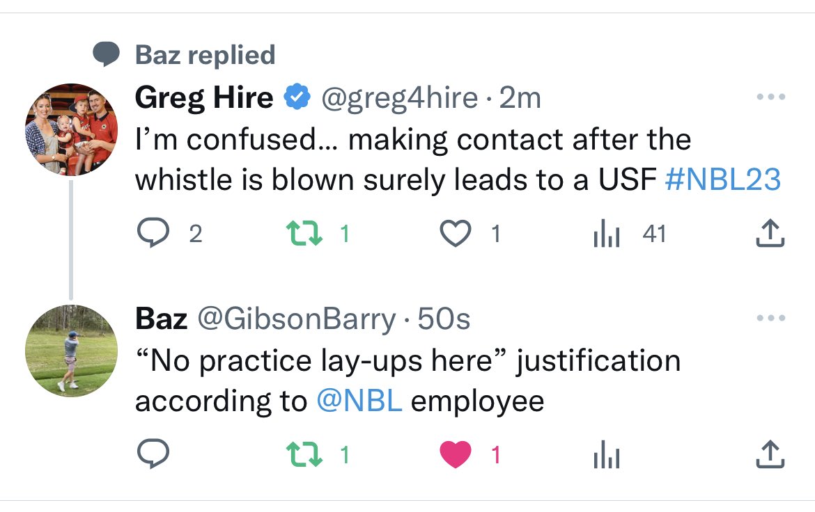 Couldn’t retweet both together , so the screenshot will do #NBL23