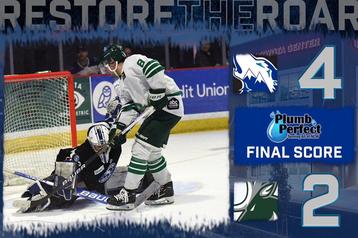 WHLwild_'s tweet photo. Andy Vlaha makes some monster saves in the third period and your Wild 🧹 Cranbrook! Your Plumb Perfect final score: Wenatchee 4, Bucks 2.

#RestoreTheRoar https://t.co/YTP8TEfuKh