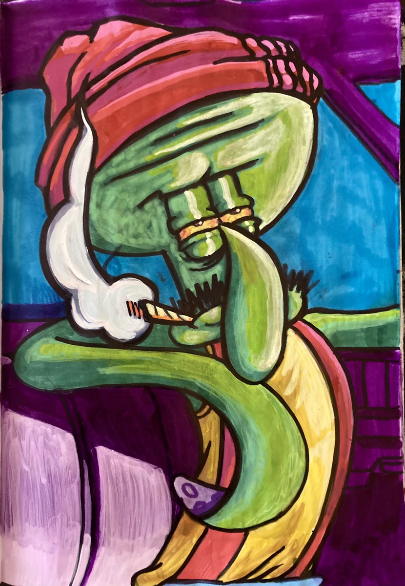 PloidArt's tweet photo. Since I am on a kick of desecrating beloved cartoon characters, here is another one as @CheechMarin, this time it’s  Squidward from the sketchbook. https://t.co/CihwXNlWaa