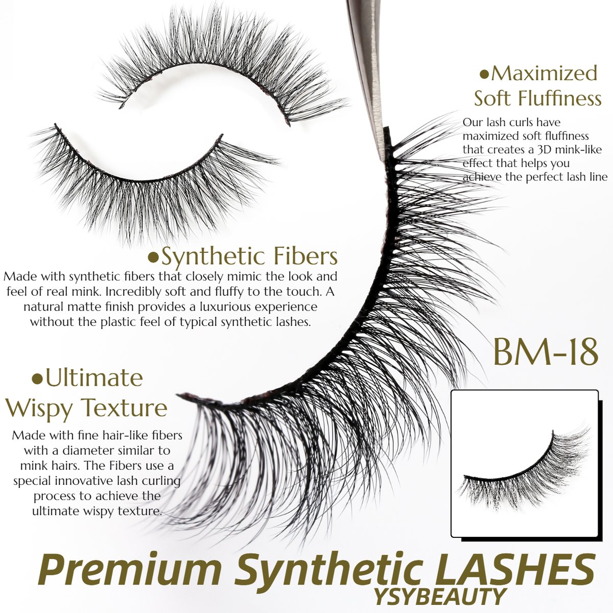 Premium Synthetic - BM18
●Made with fine hair-like fibers with a diameter similar to mink hairs. The Fibers use a special innovative lash curling process to achieve the ultimate wispy texture.
#eyelashes #lashes #eyelashextensions #lashextensions #eyelash #beauty #makeup