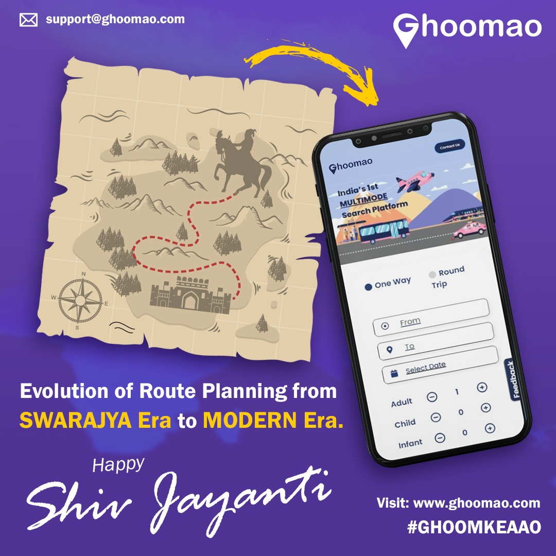 ghoomao's tweet photo. Wishing a very Happy Shivaji Jayanti to all. This day reminds us all of the courageous and inspiring leader our nation has seen.
Visit Site: https://t.co/M4nND2UEWf
#ghoomao #ghoomaoindia #ghoomkeaao #multimode #routeplanne #shivjayanti #shivajimaharaj #chhatrapatishivajimaharaj https://t.co/iRFg8qTR5m