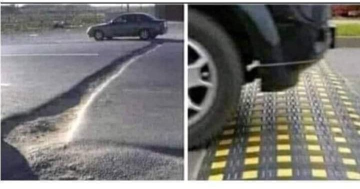 दाएं तरफ वाला ब्रेकर जापान का है, 
जो बिजली पैदा करता है, 
और पाएं वाला अपने यहाँ का है, 
जो गुर्दे से पथरी निकालता है।। 🤣🤣
#मजाक