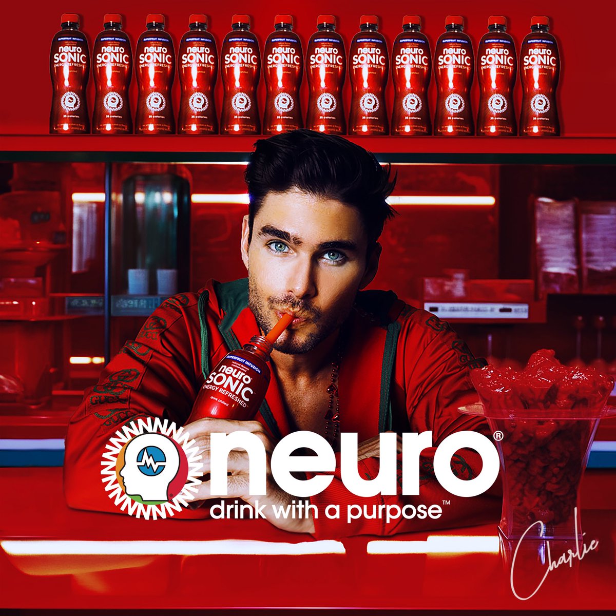 @charliemmatthews for <a href="/drinkneuro/">drinkneuro</a> 💙❤️ photography by Steven Gomillion produced by Devon Speckman #charliematthews #drinkneuro #mensfashion